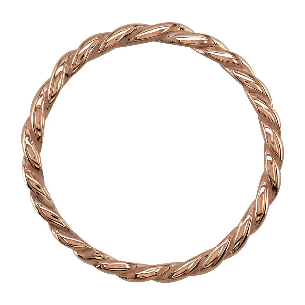 Stackable Rope Ring, 1.8mm in 14k Pink, Rose Gold - Size 7.5 to 13.5