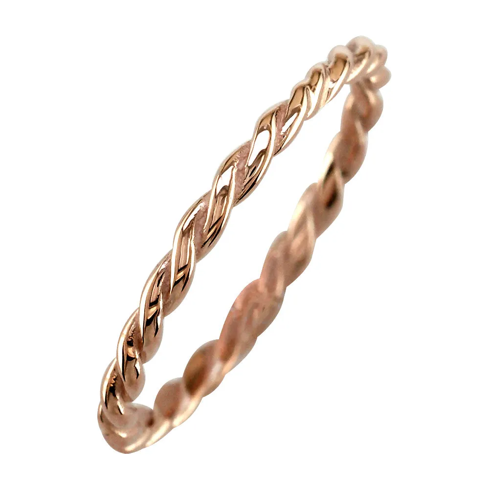 Stackable Rope Ring, 1.8mm in 14k Pink, Rose Gold - Size 7.5 to 13.5