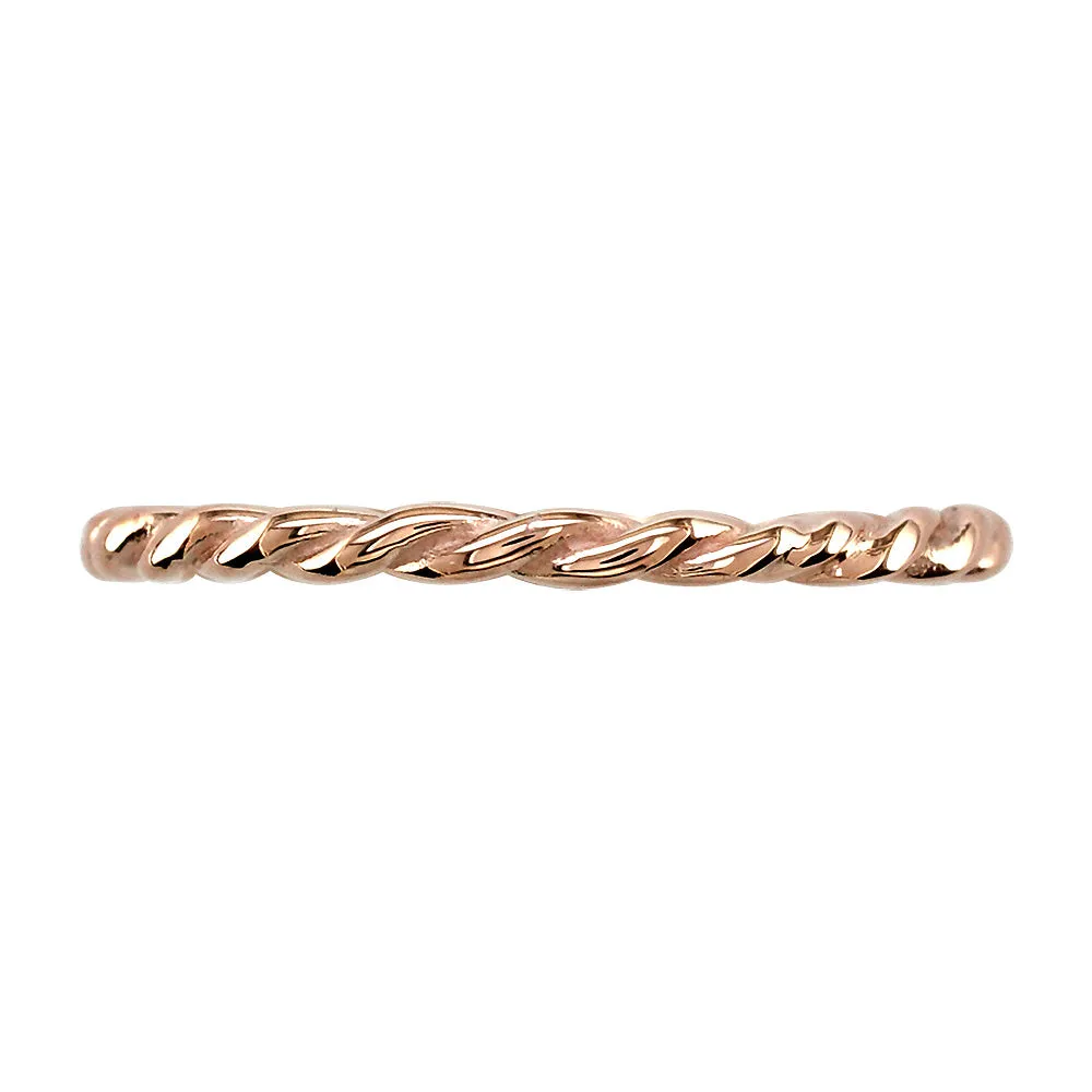 Stackable Rope Ring, 1.8mm in 14k Pink, Rose Gold - Size 7.5 to 13.5
