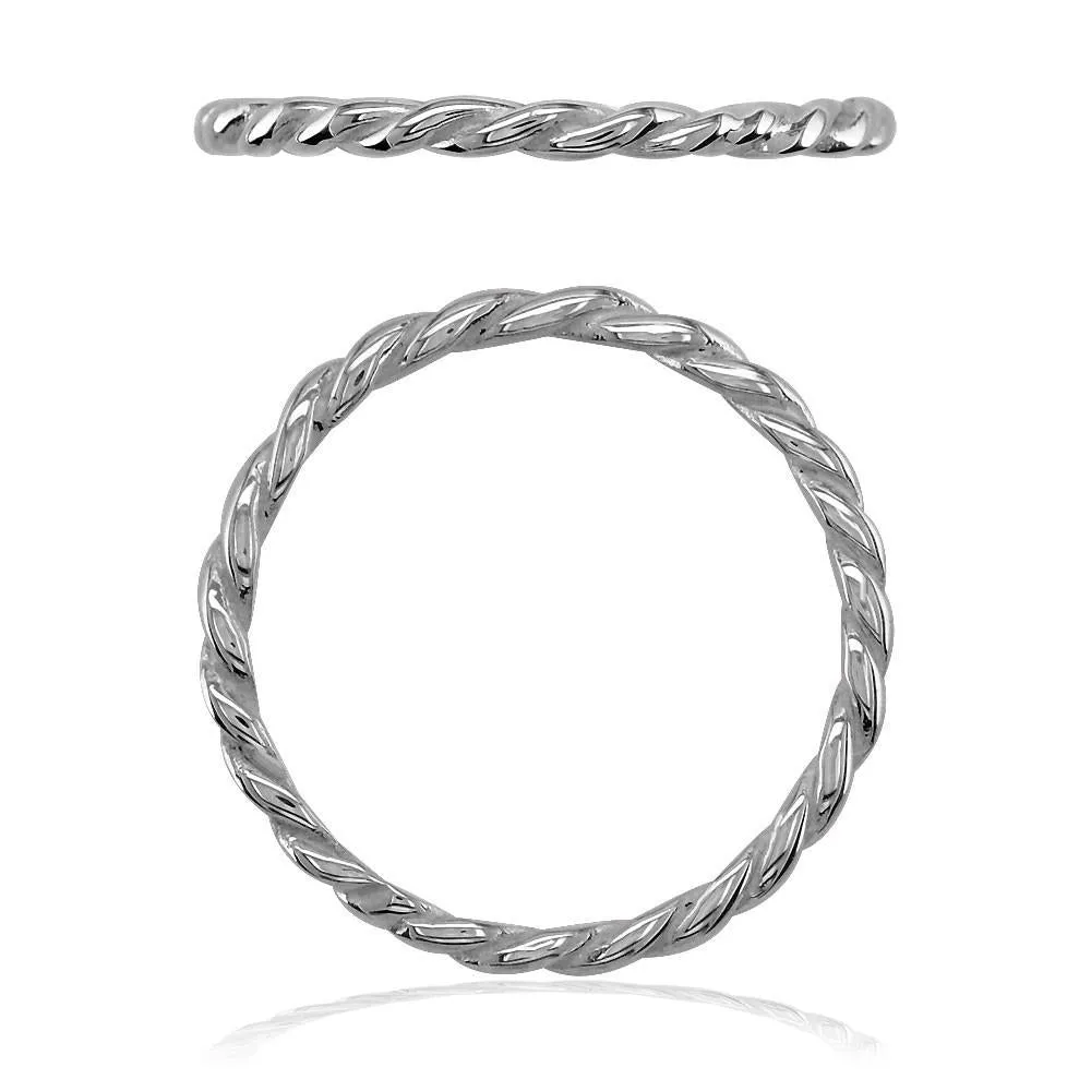 Stackable Rope Ring, 1.8mm in Sterling Silver - Size 3.5 to 7