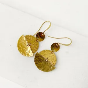 Stacked Half Moon Earrings / Brass Geometric Earrings