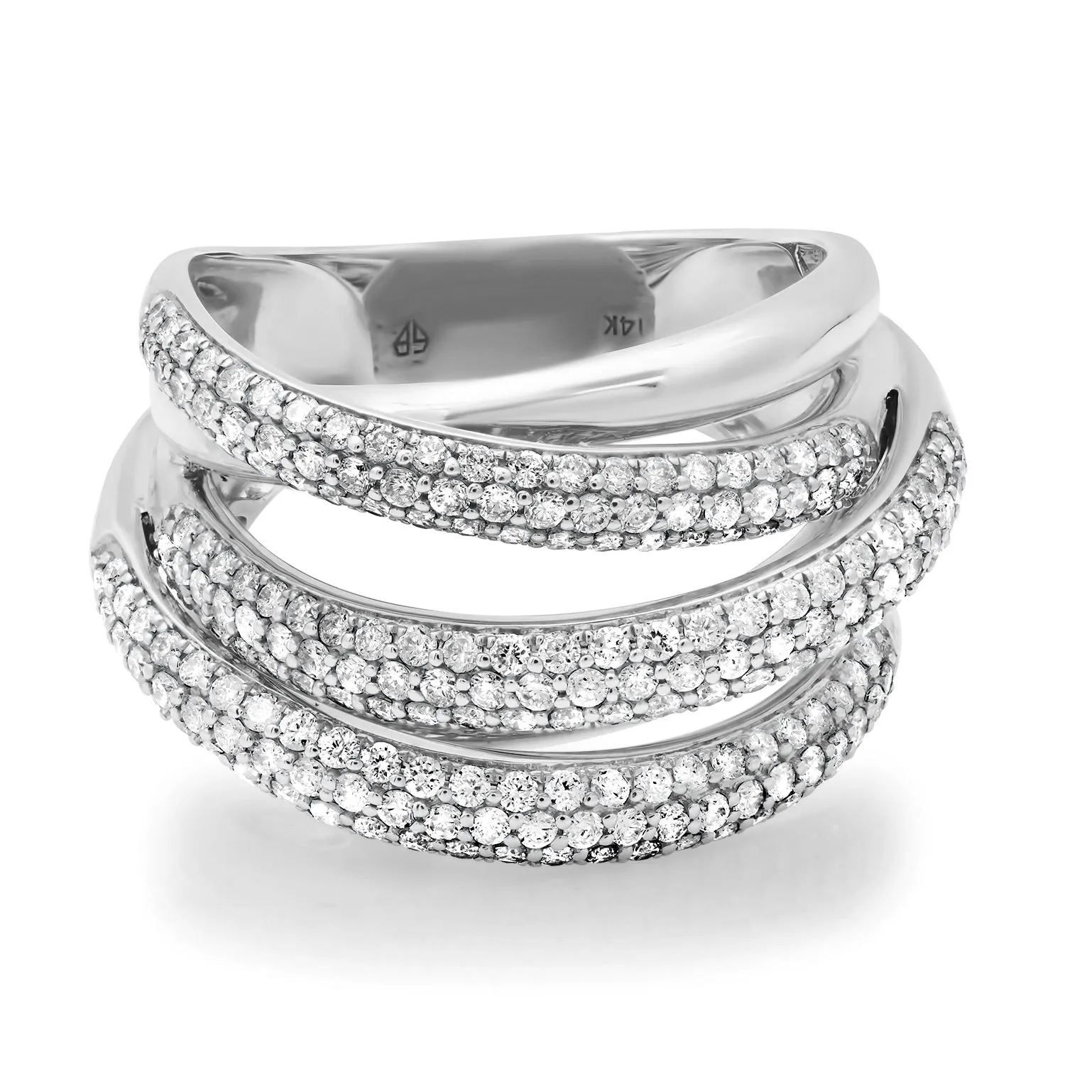 Stacked Pave Diamond & High Polish Gold Statement Wrap Ring