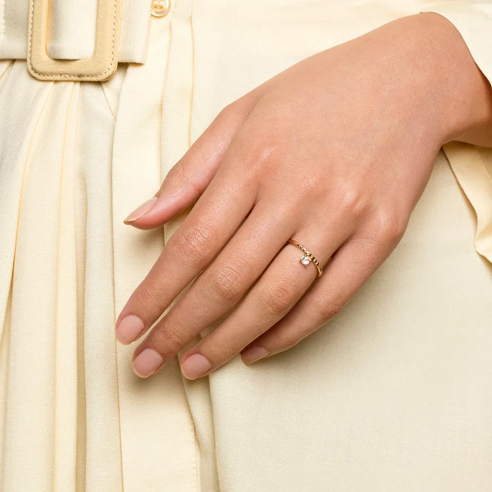 Stacked Ring - White & Black Diamond