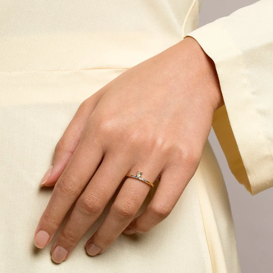 Stacked Ring - White Diamond & Sapphire