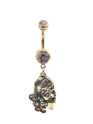 Stainless steel curve bar , w/gem belly ring, SKU# NBR035