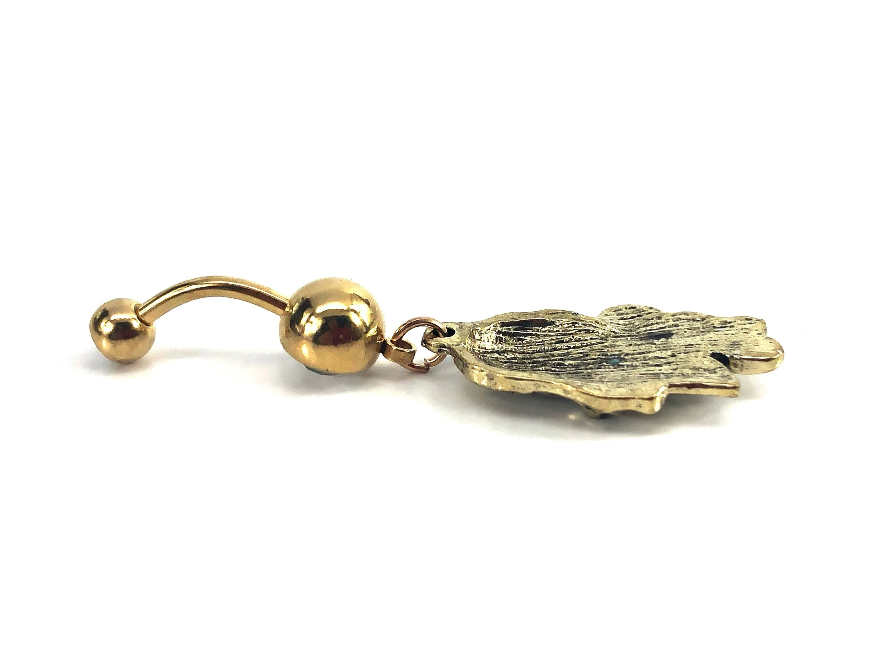 Stainless steel curve bar , w/gem belly ring, SKU# NBR035