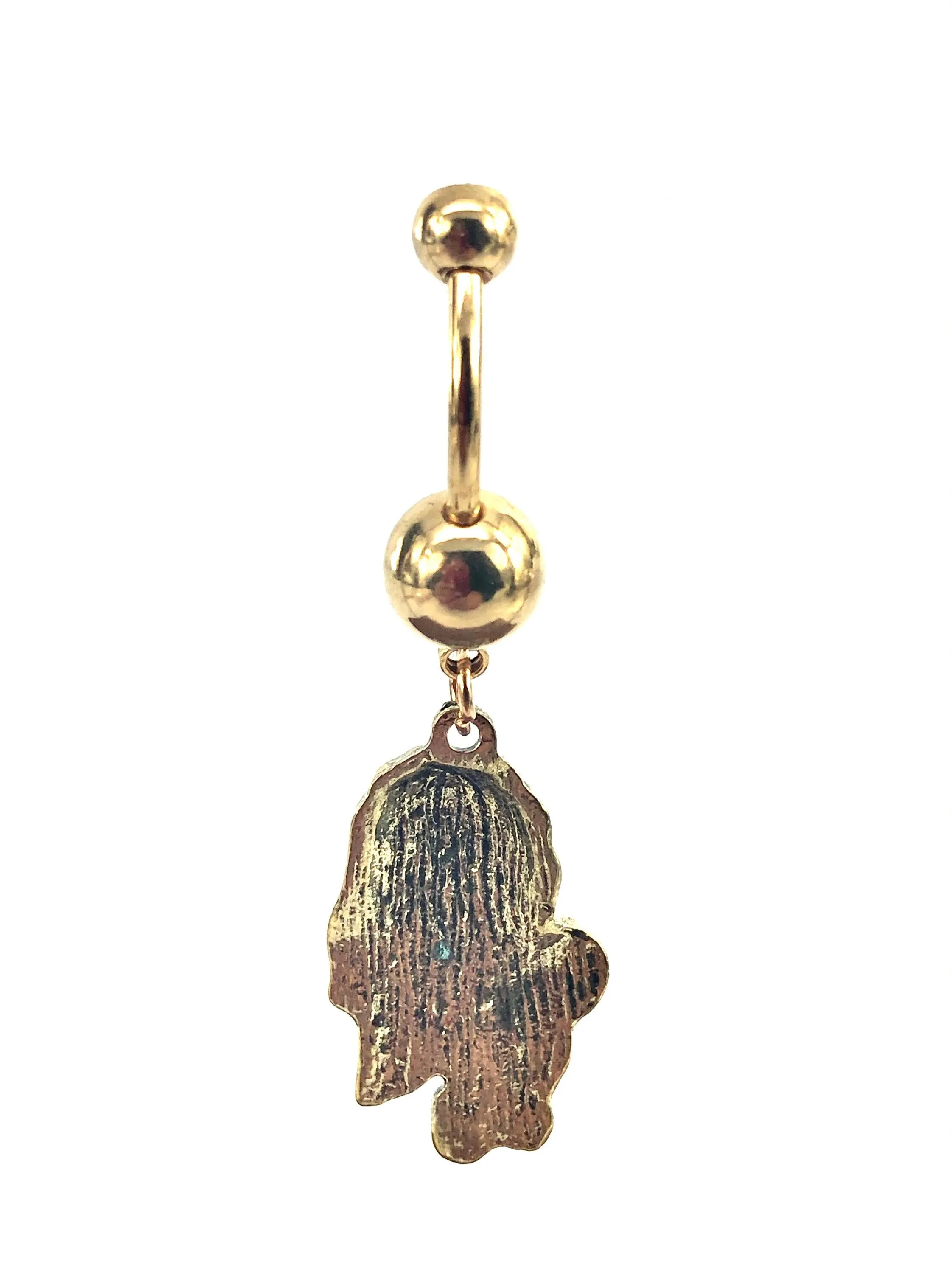 Stainless steel curve bar , w/gem belly ring, SKU# NBR035