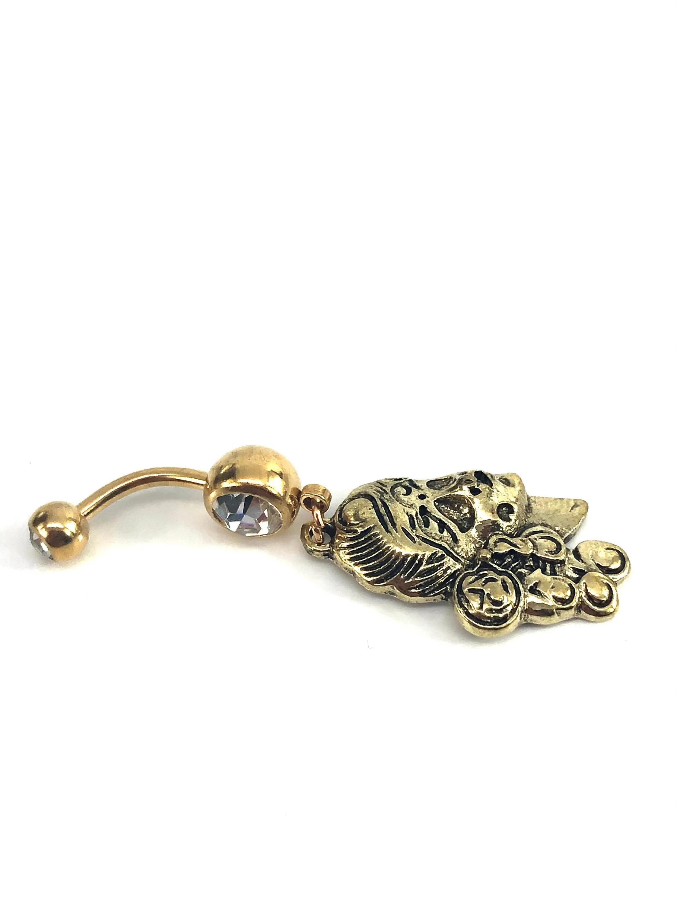 Stainless steel curve bar , w/gem belly ring, SKU# NBR035