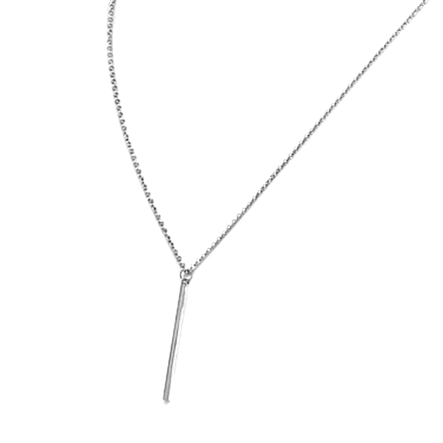Stainless Steel Minimalist Long Bar Charm Link Chain Necklace Pendant