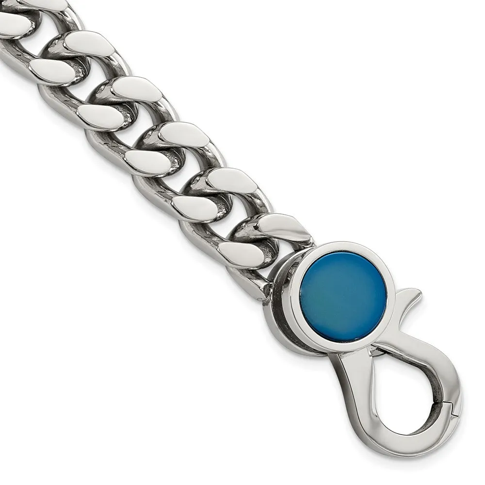 Stainless Steel Polished Blue IP-plated Link 8in Bracelet