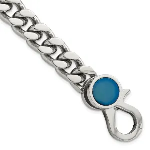 Stainless Steel Polished Blue IP-plated Link 8in Bracelet