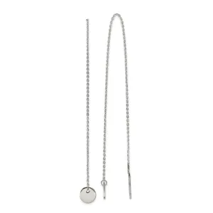 Stainless Steel Polished Disc Dangle Threader Earrings