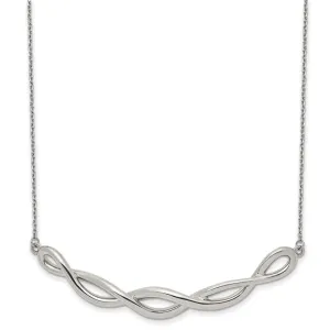 Stainless Steel Polished Twisted Bar 18in w/2in ext Necklace