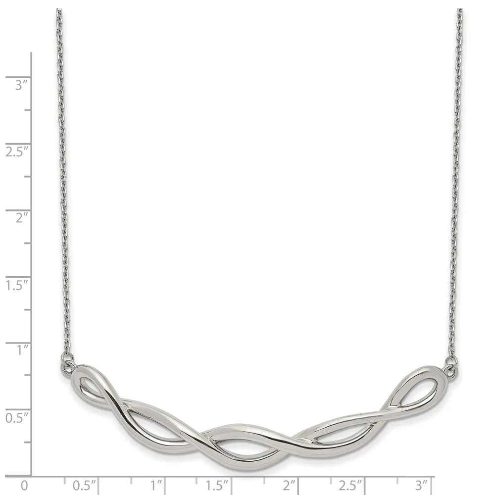 Stainless Steel Polished Twisted Bar 18in w/2in ext Necklace