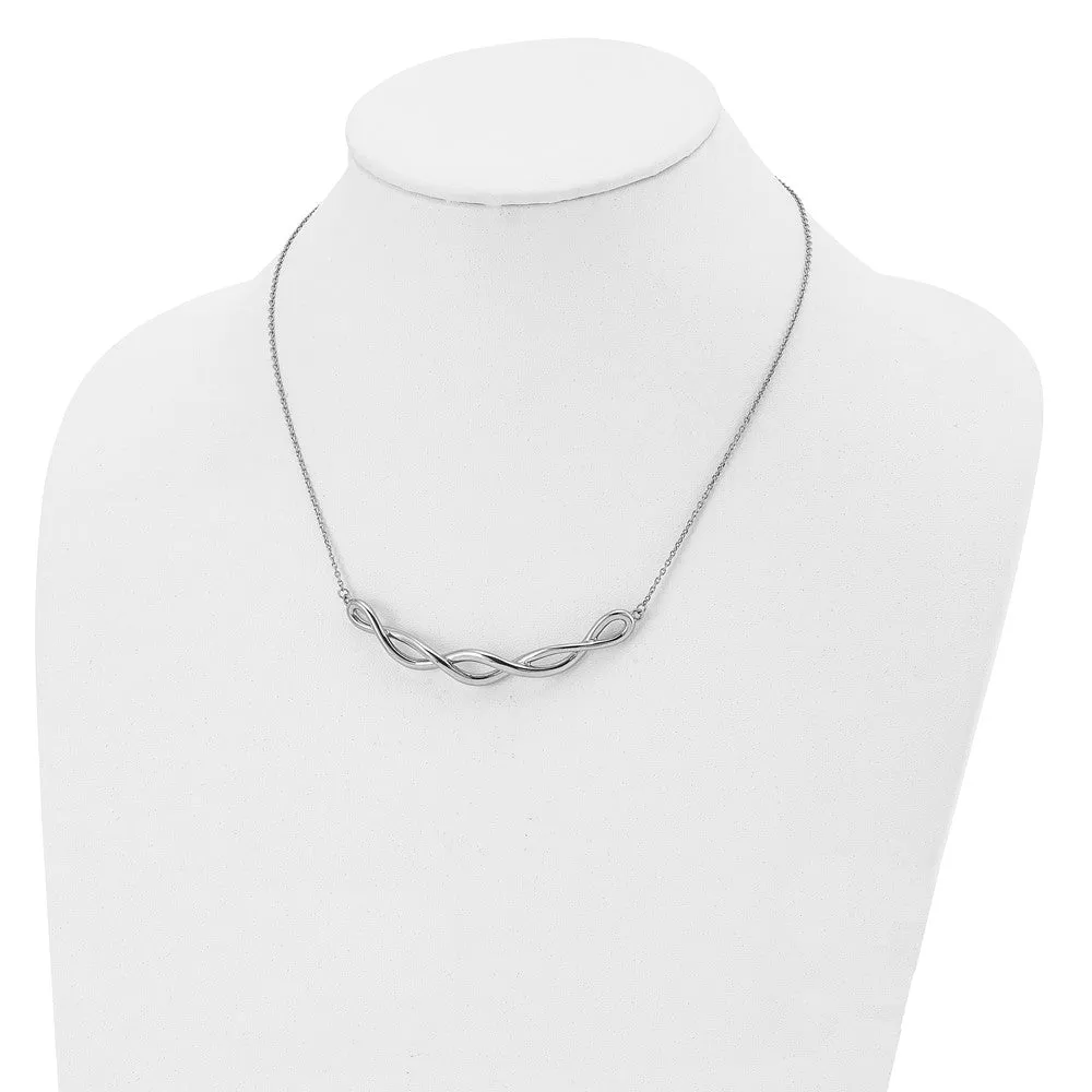 Stainless Steel Polished Twisted Bar 18in w/2in ext Necklace