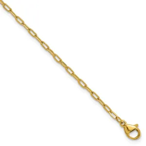 Stainless Steel Polished Yellow IP Enlongated Open Link 7.25in Chain Bracel