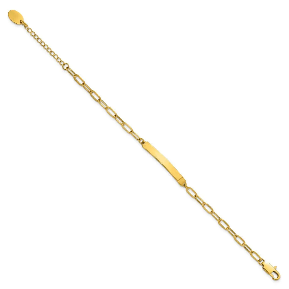 Stainless Steel Polished Yellow IP-plated 6.5in w/1.25in ext ID Bracelet