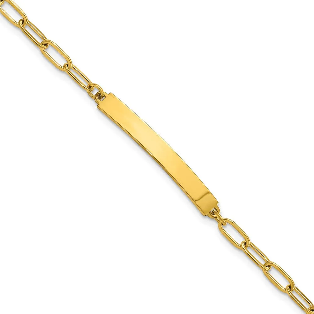 Stainless Steel Polished Yellow IP-plated 6.5in w/1.25in ext ID Bracelet