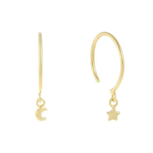 Star and Moon Threader Hoop Earring