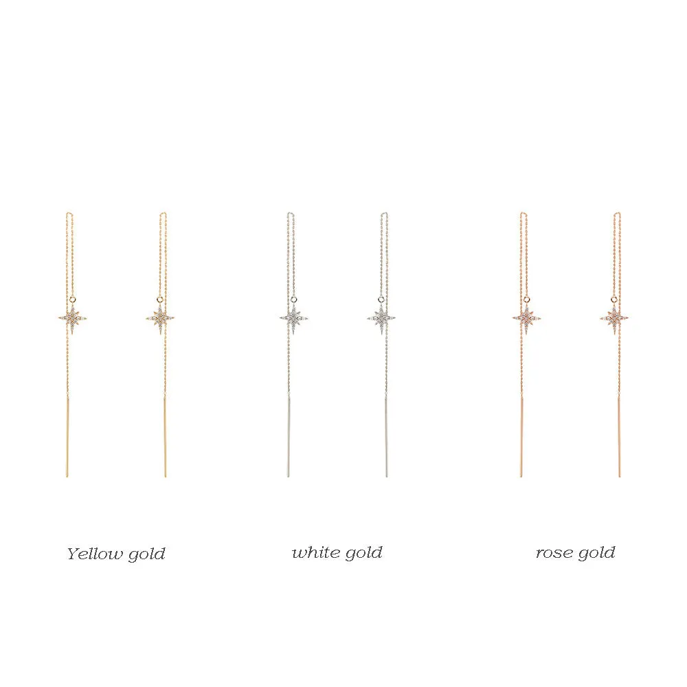 Starburst Diamond Threader Earrings