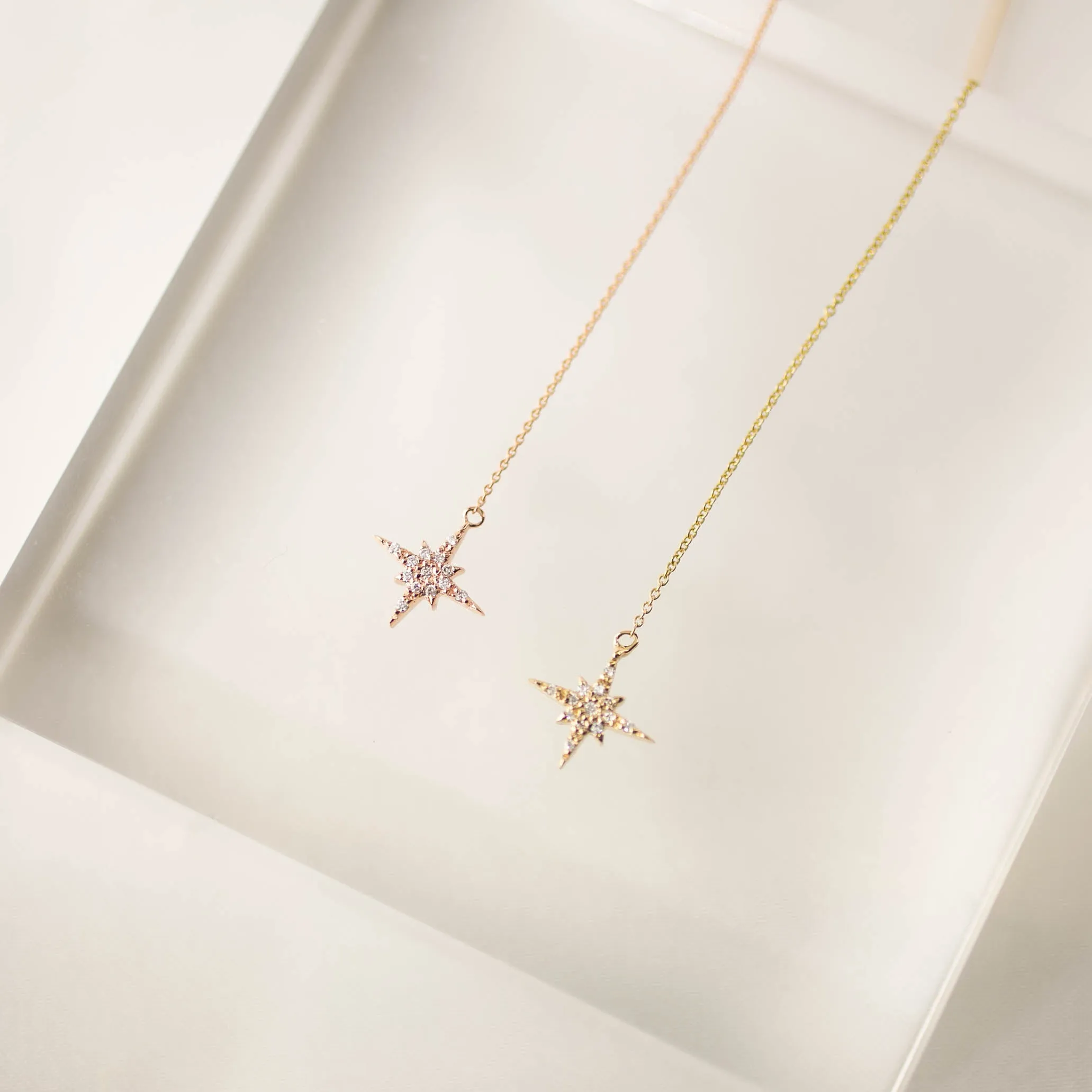 Starburst Diamond Threader Earrings