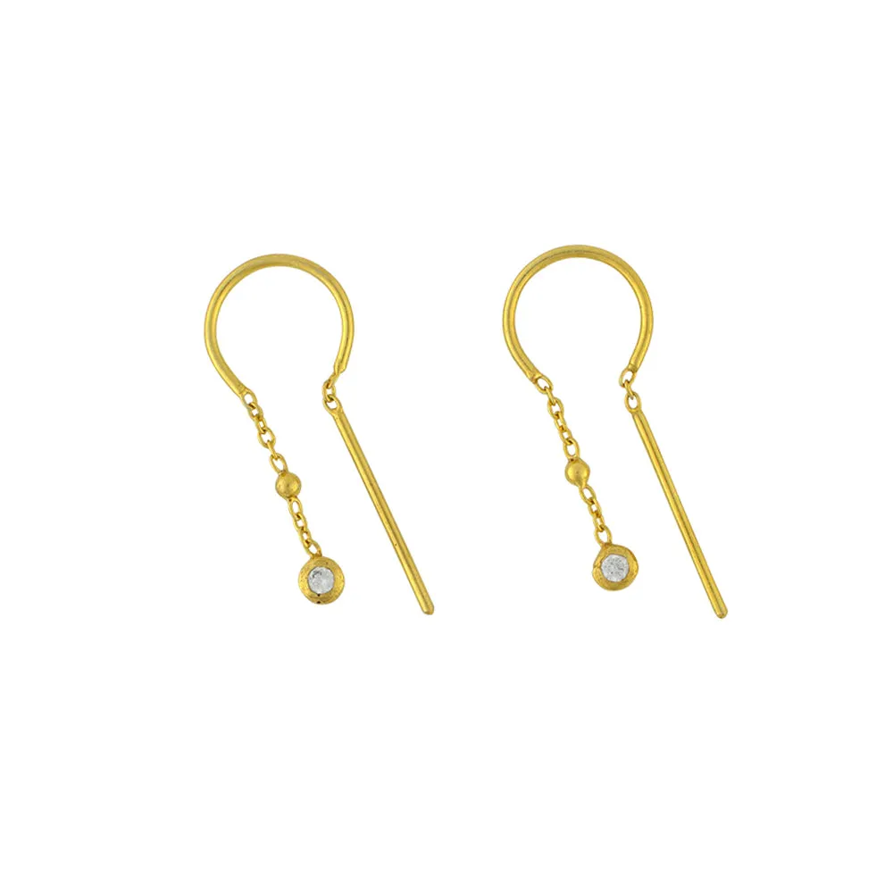 Stardust Dancer Threaders in Clear Quartz & Gold - Bottom Stone