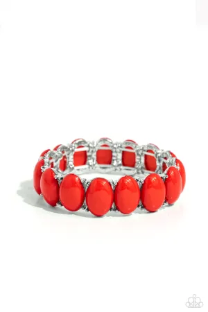 Starting OVAL - Red - Oval Bead Paparazzi Stretchy Bracelet