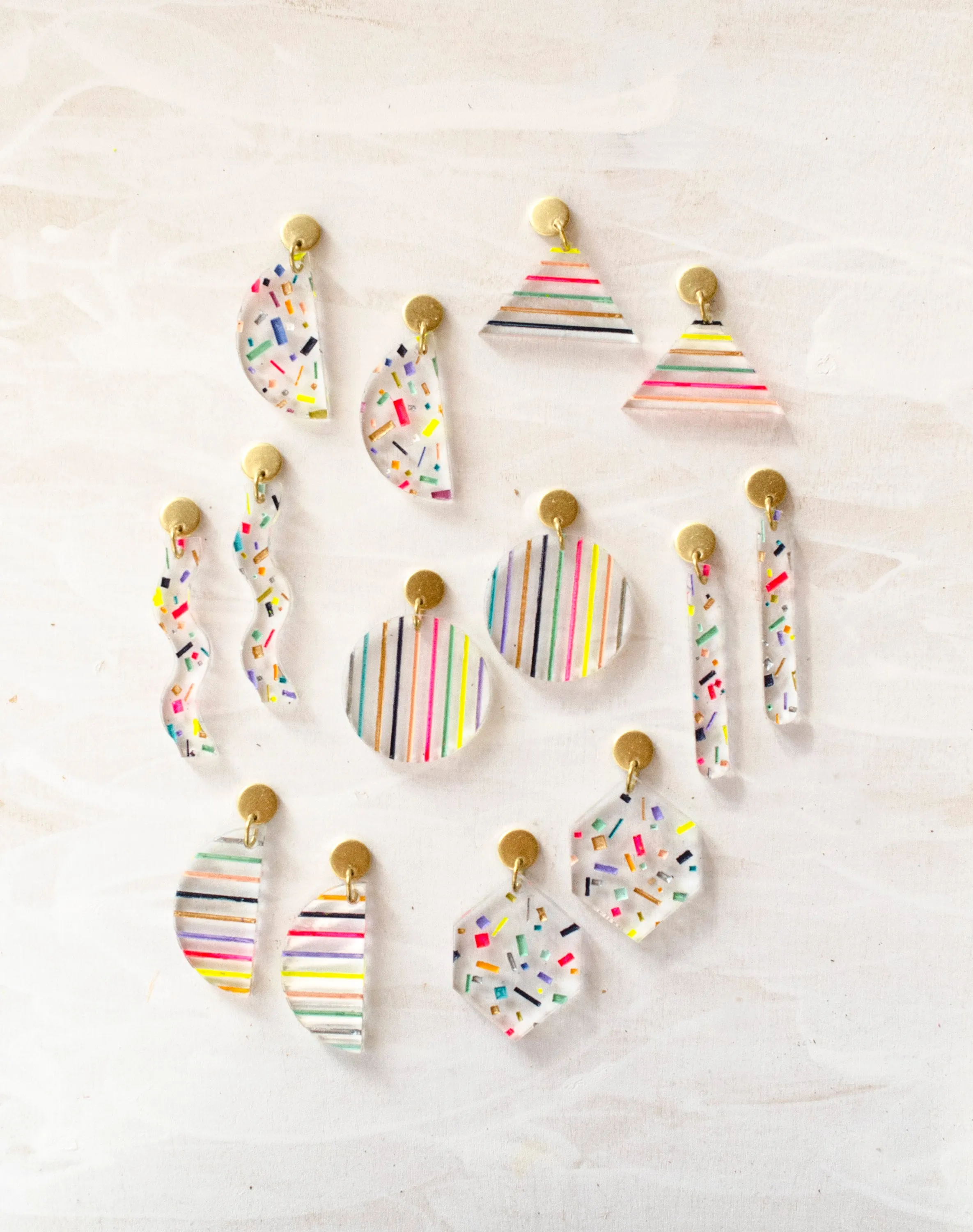 Statement earrings, bridesmaid gifts, colorful earrings, mother's day gift, confetti jewelry, lucite jewelry,