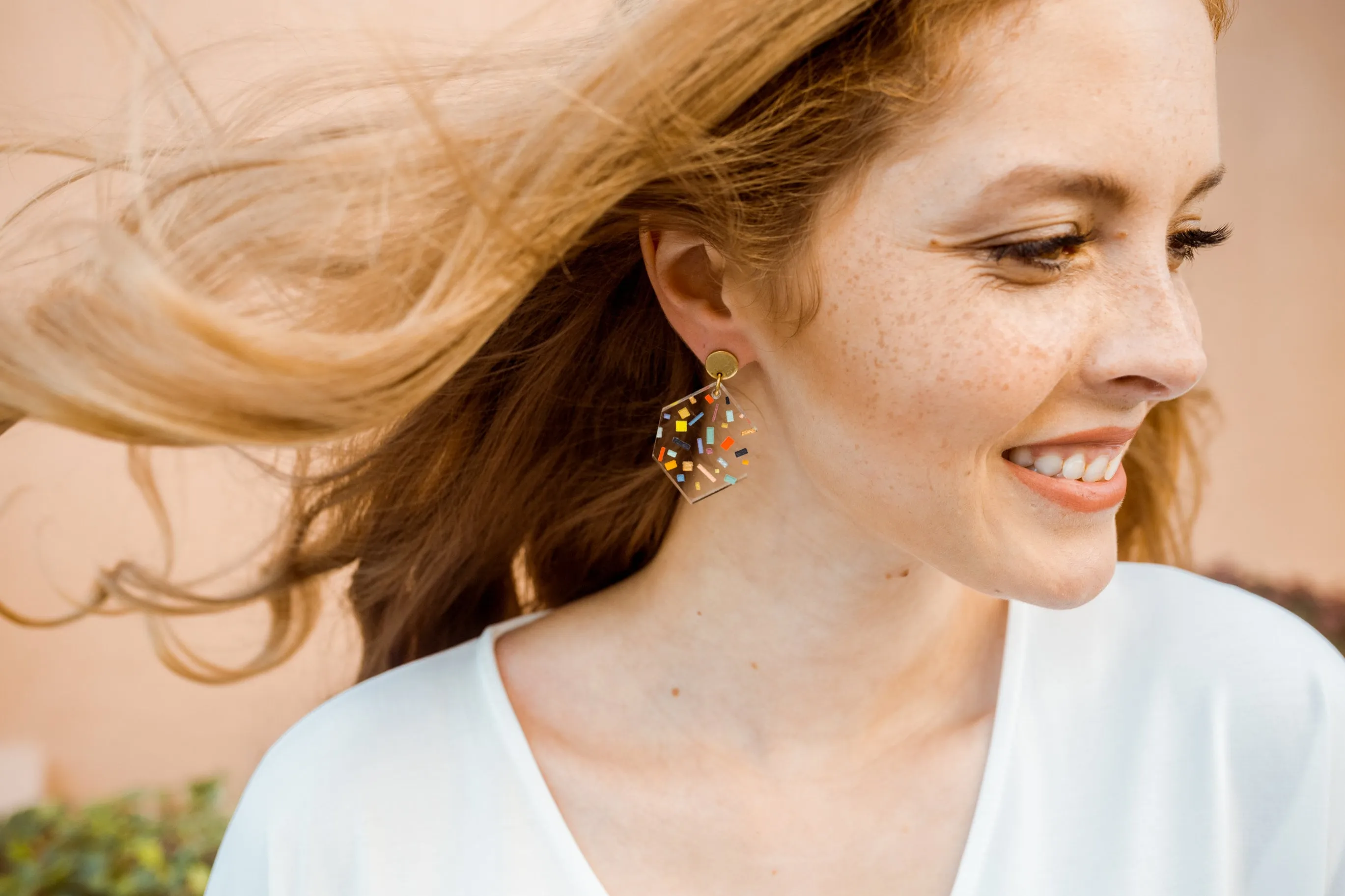 Statement earrings, bridesmaid gifts, colorful earrings, mother's day gift, confetti jewelry, lucite jewelry,