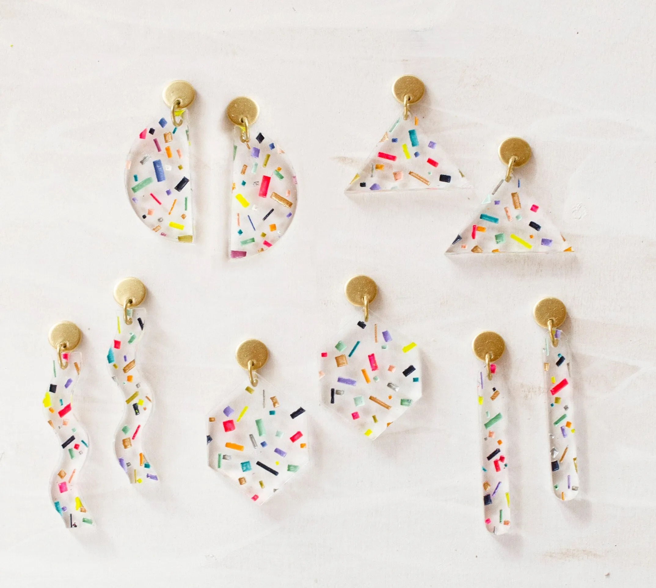 Statement earrings, bridesmaid gifts, colorful earrings, mother's day gift, confetti jewelry, lucite jewelry,