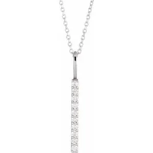Sterling Silver 1/6 CTW Natural Diamond Vertical Bar 16-18" Necklace
