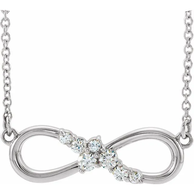 Sterling Silver 1/8 CTW Natural Diamond Infinity-Inspired Bar 18" Necklace