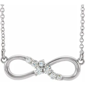 Sterling Silver 1/8 CTW Natural Diamond Infinity-Inspired Bar 18" Necklace