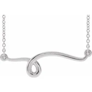 Sterling Silver 28.6x8 mm Freeform Bar 18" Neckalce