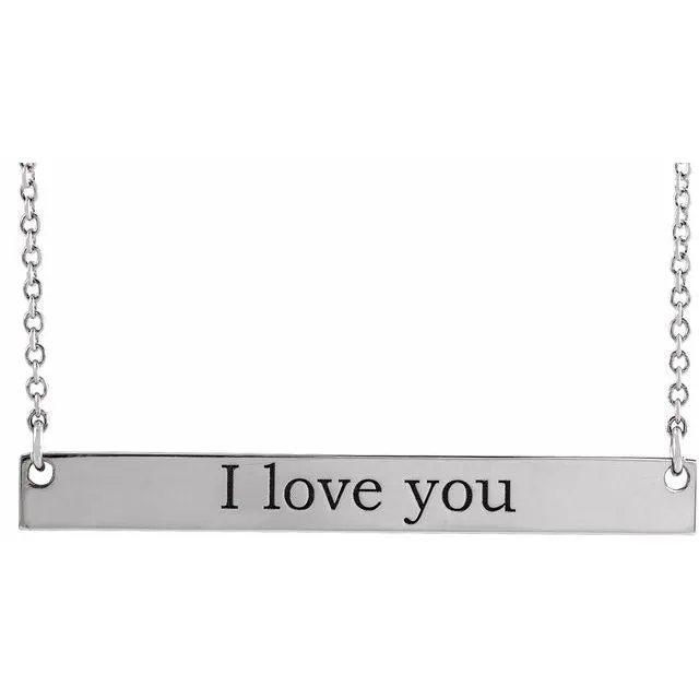 Sterling Silver 34x4 mm Engravable Bar 18" Necklace