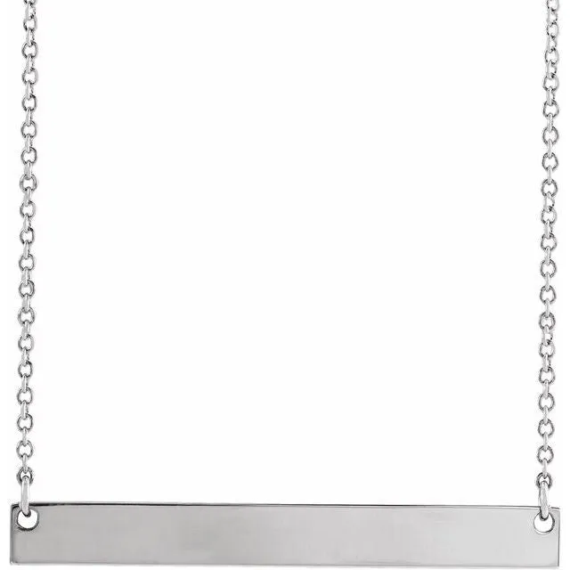 Sterling Silver 34x4 mm Engravable Bar 18" Necklace