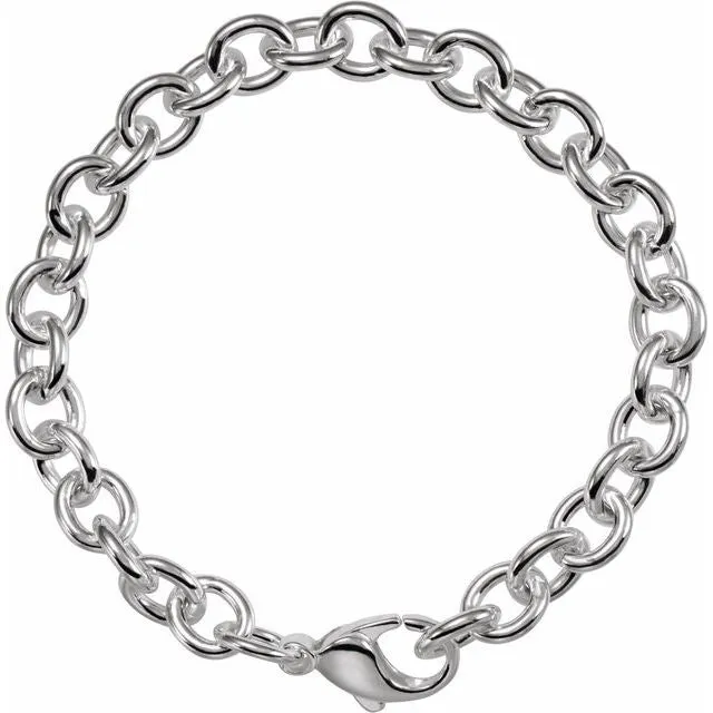 Sterling Silver 7.75 mm Cable 7.5" Bracelet