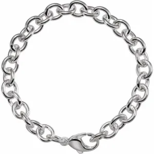 Sterling Silver 7.75 mm Cable 7.5" Bracelet