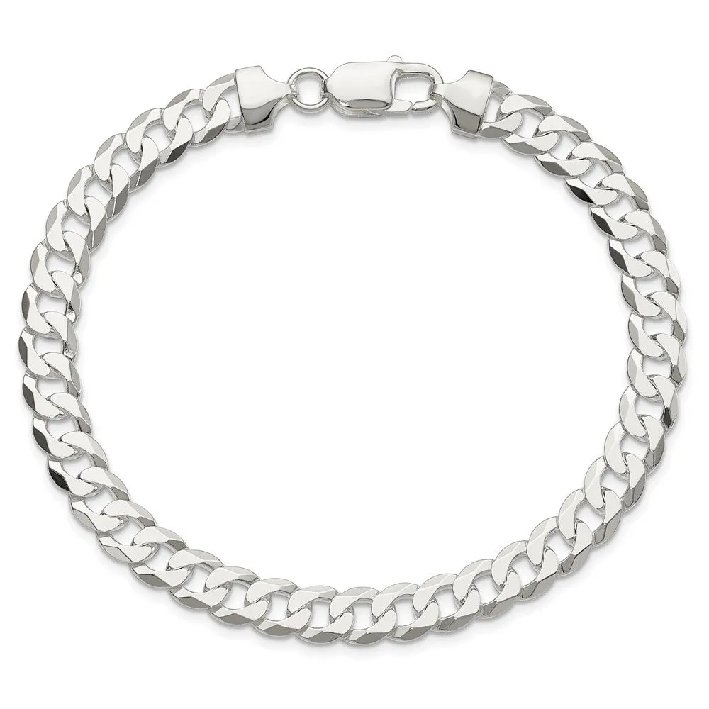 Sterling Silver 8mm Flat Curb Chain