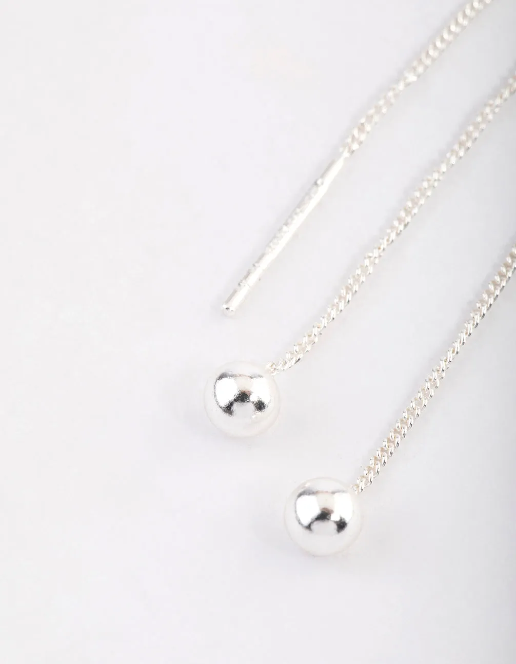 Sterling Silver Ball Threader Earrings