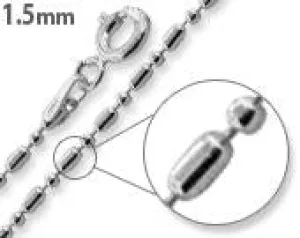 Sterling Silver Bar & Bead Chain 1 1 1.5MM