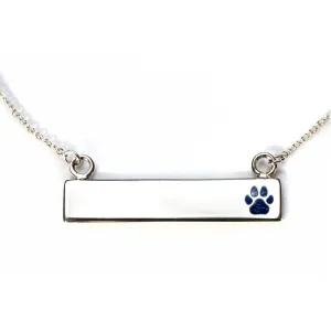 Sterling Silver Bar Necklace with Pawprint Everence Inlay