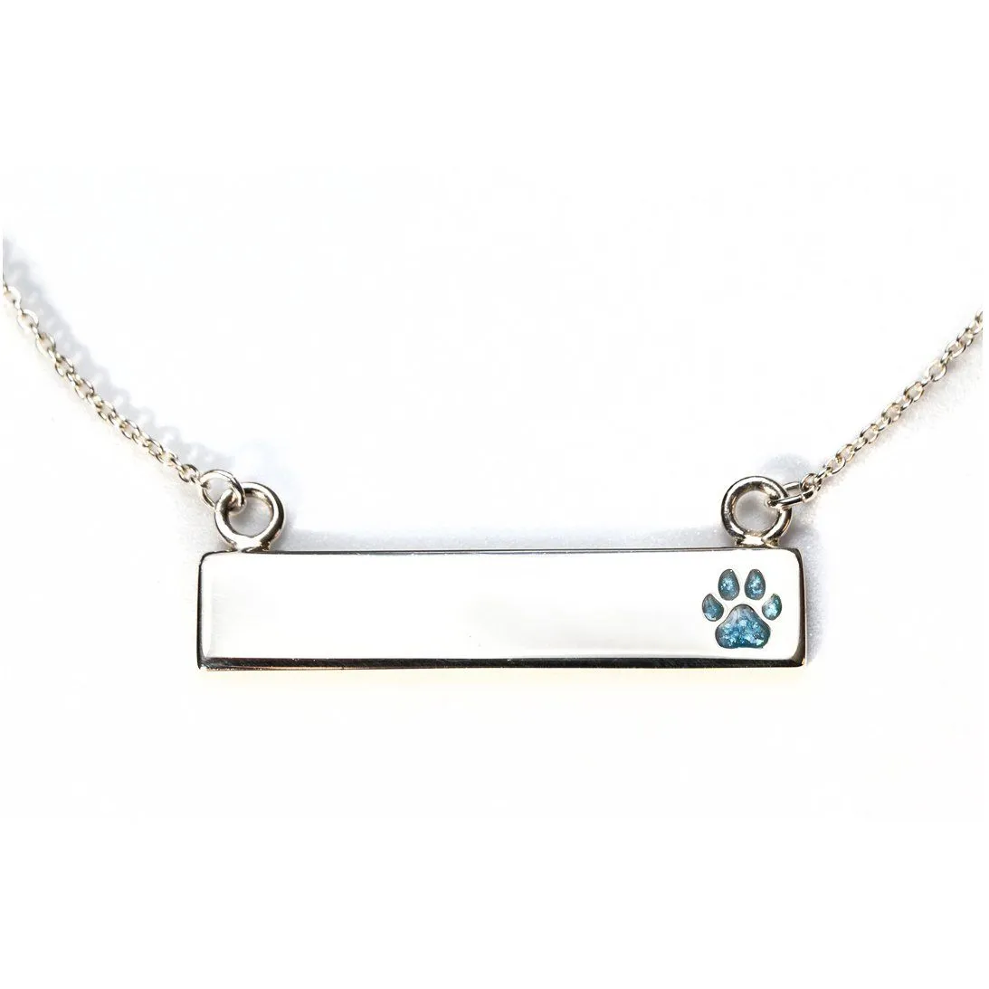 Sterling Silver Bar Necklace with Pawprint Everence Inlay