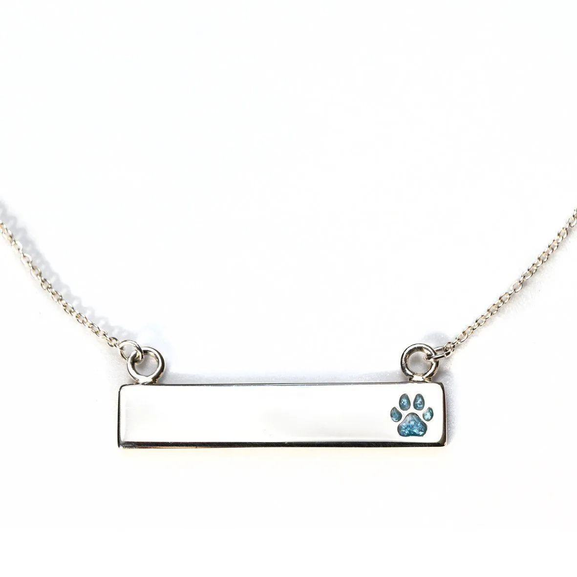 Sterling Silver Bar Necklace with Pawprint Everence Inlay