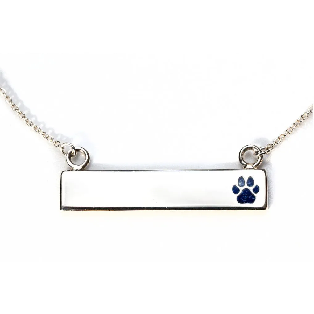 Sterling Silver Bar Necklace with Pawprint Everence Inlay