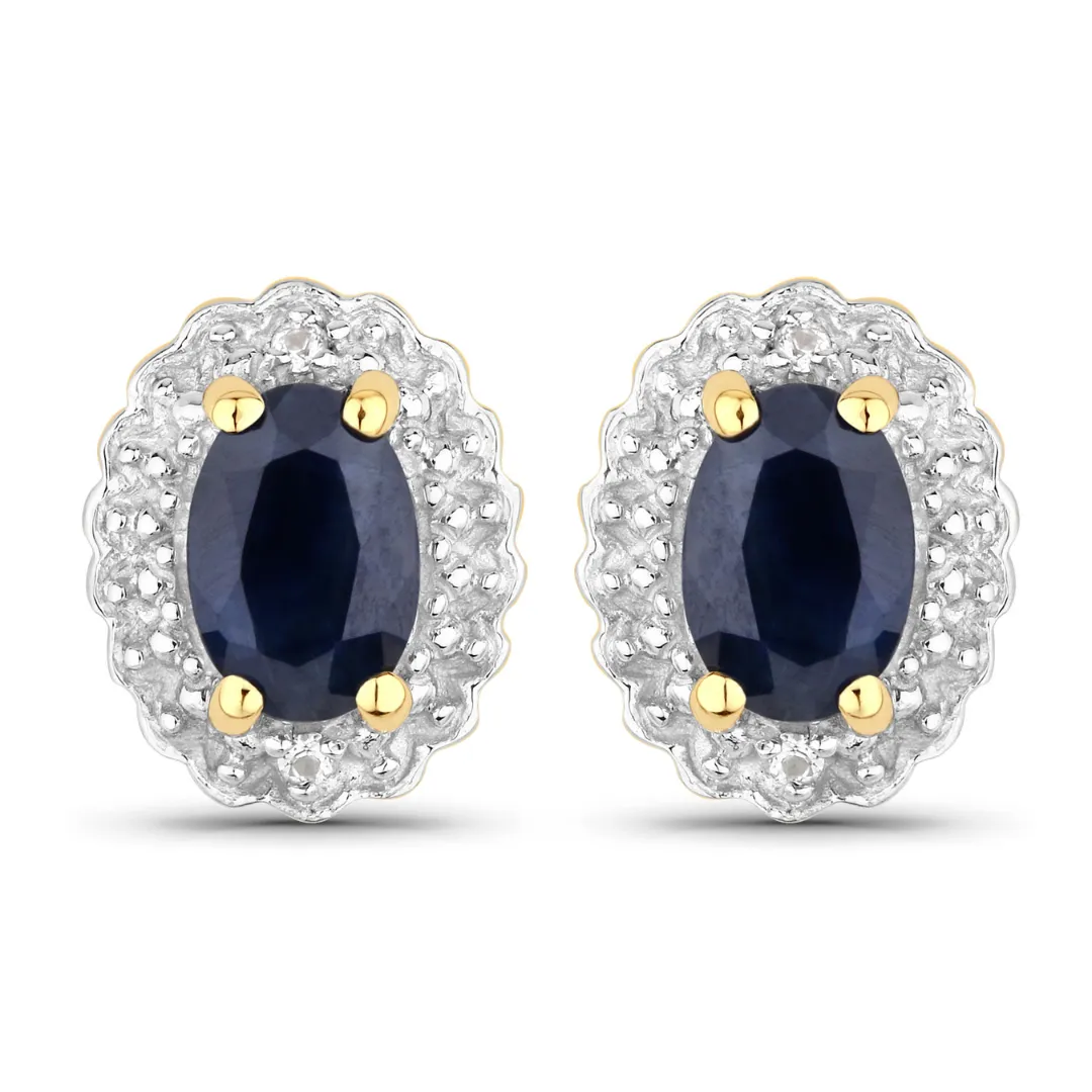 Sterling Silver Black Blue Sapphire Jewelry Set