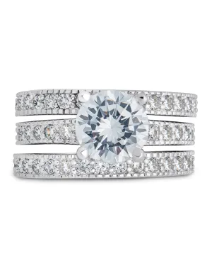 Sterling Silver Brilliant CZ with 2 Bands