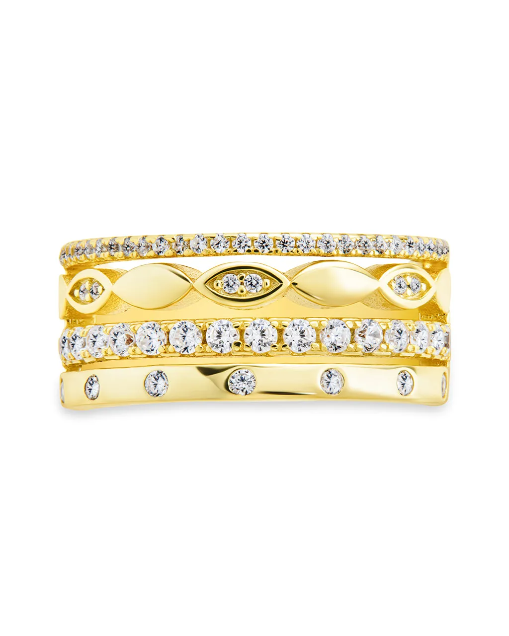 Sterling Silver Clarke CZ Stacked Evil Eye Ring