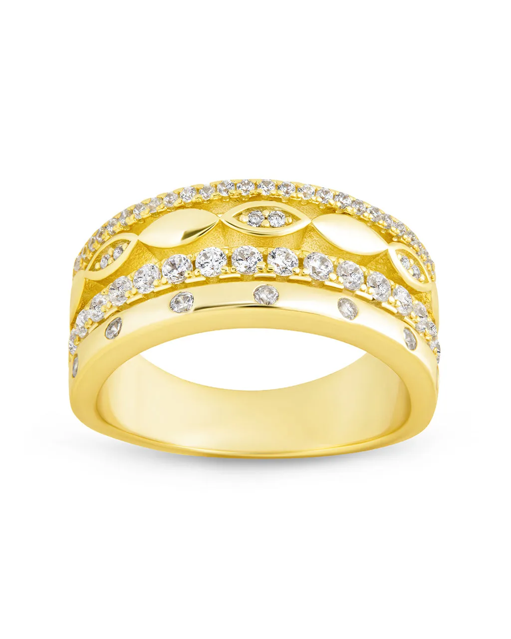 Sterling Silver Clarke CZ Stacked Evil Eye Ring