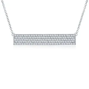 Sterling Silver CZ Bar Necklace